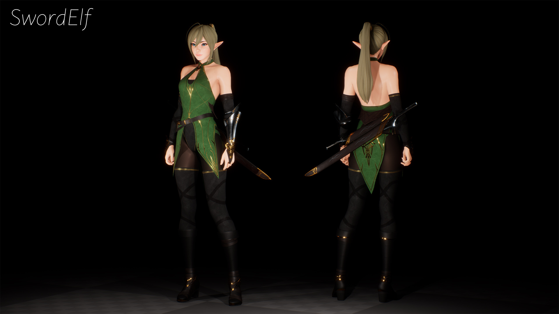 精灵 女剑士 战士 美女 角色 表情 动画 虚幻4 UE4  Sword Elf插图2