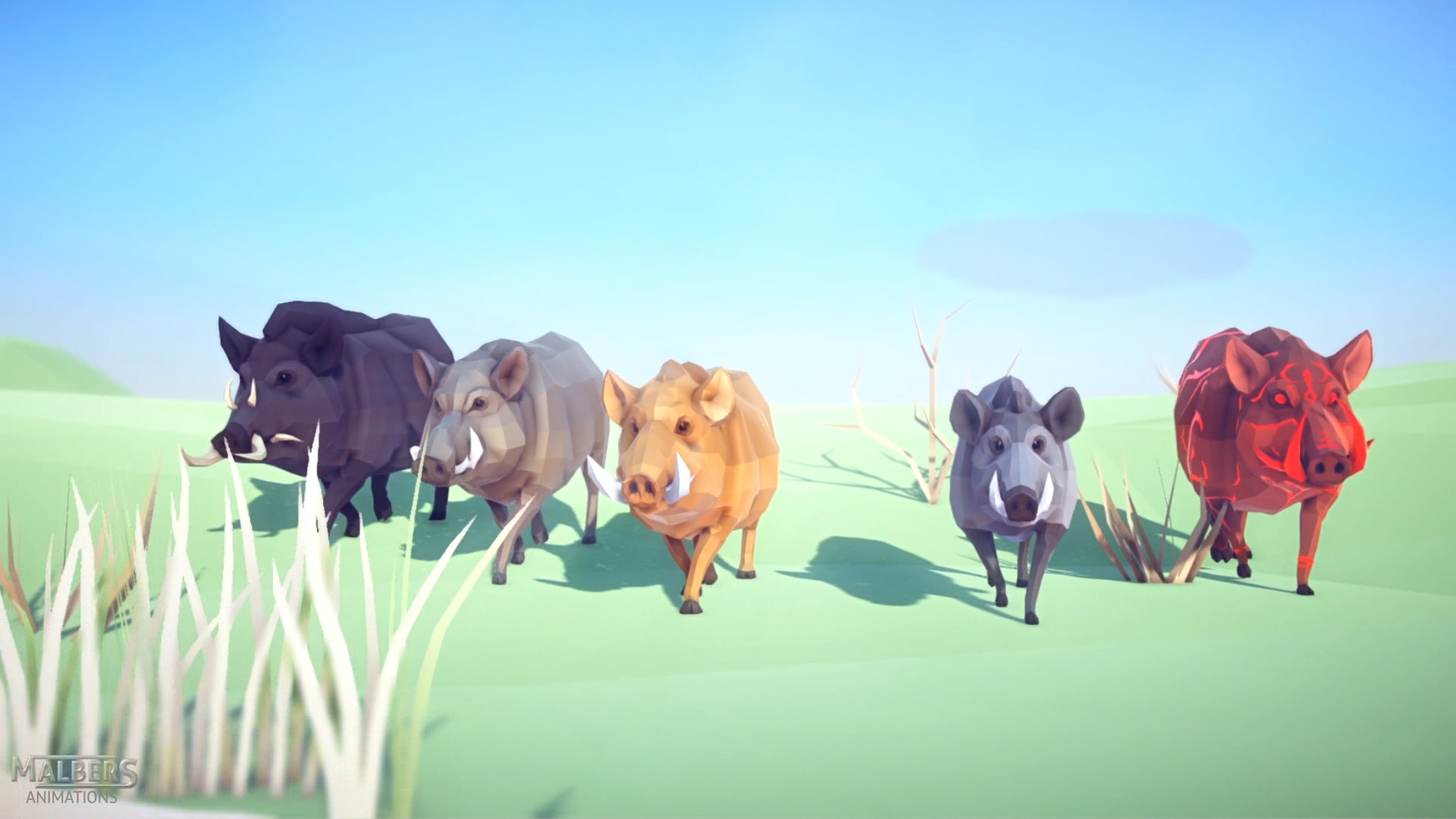 卡通低模野猪山猪动物游戏角色含动画 虚幻4 ue4 Poly Art Boar插图1