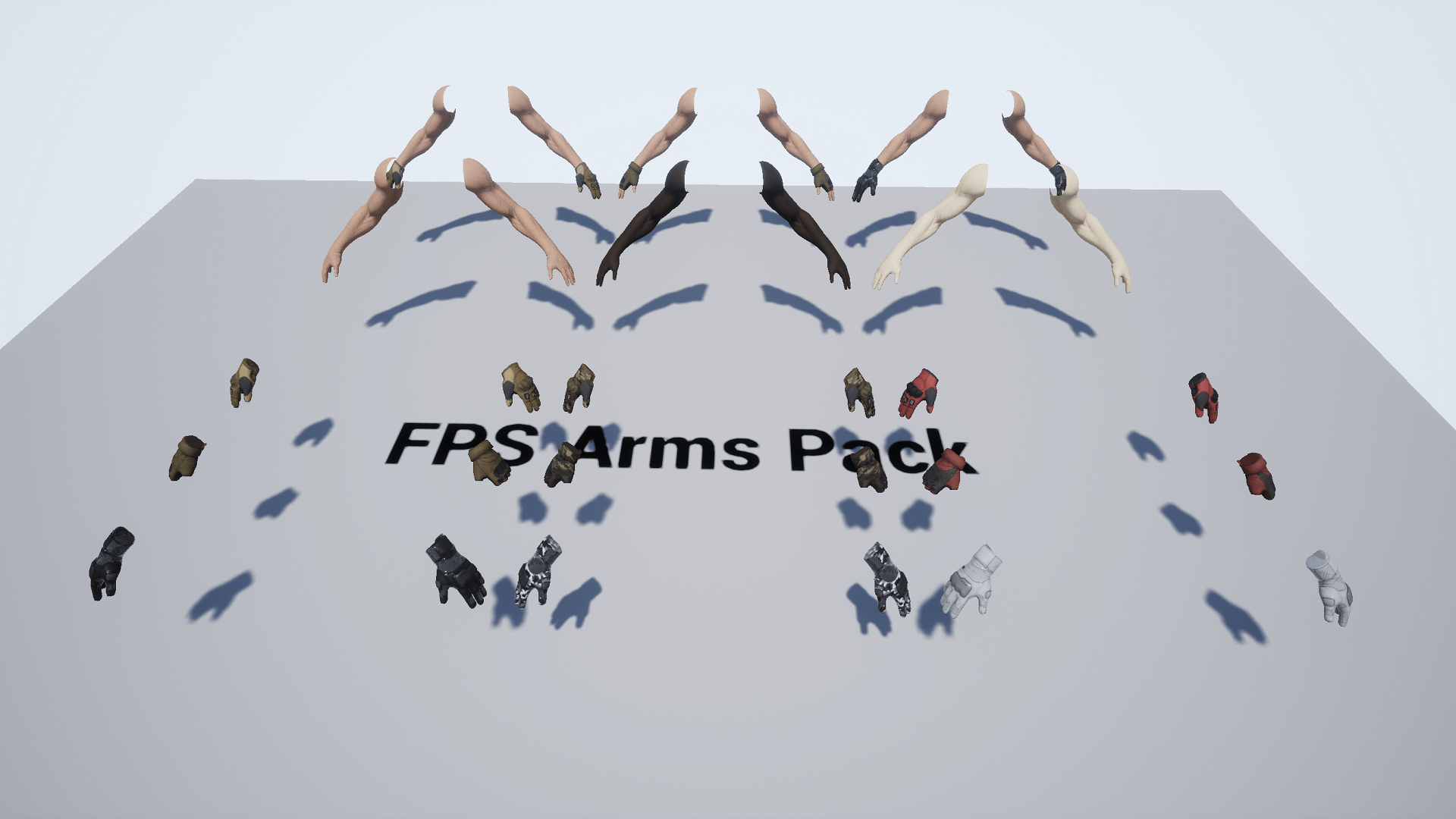 第一人称射击游戏手臂手套角色重定向 虚幻4 ue4 FPS Arms Pack