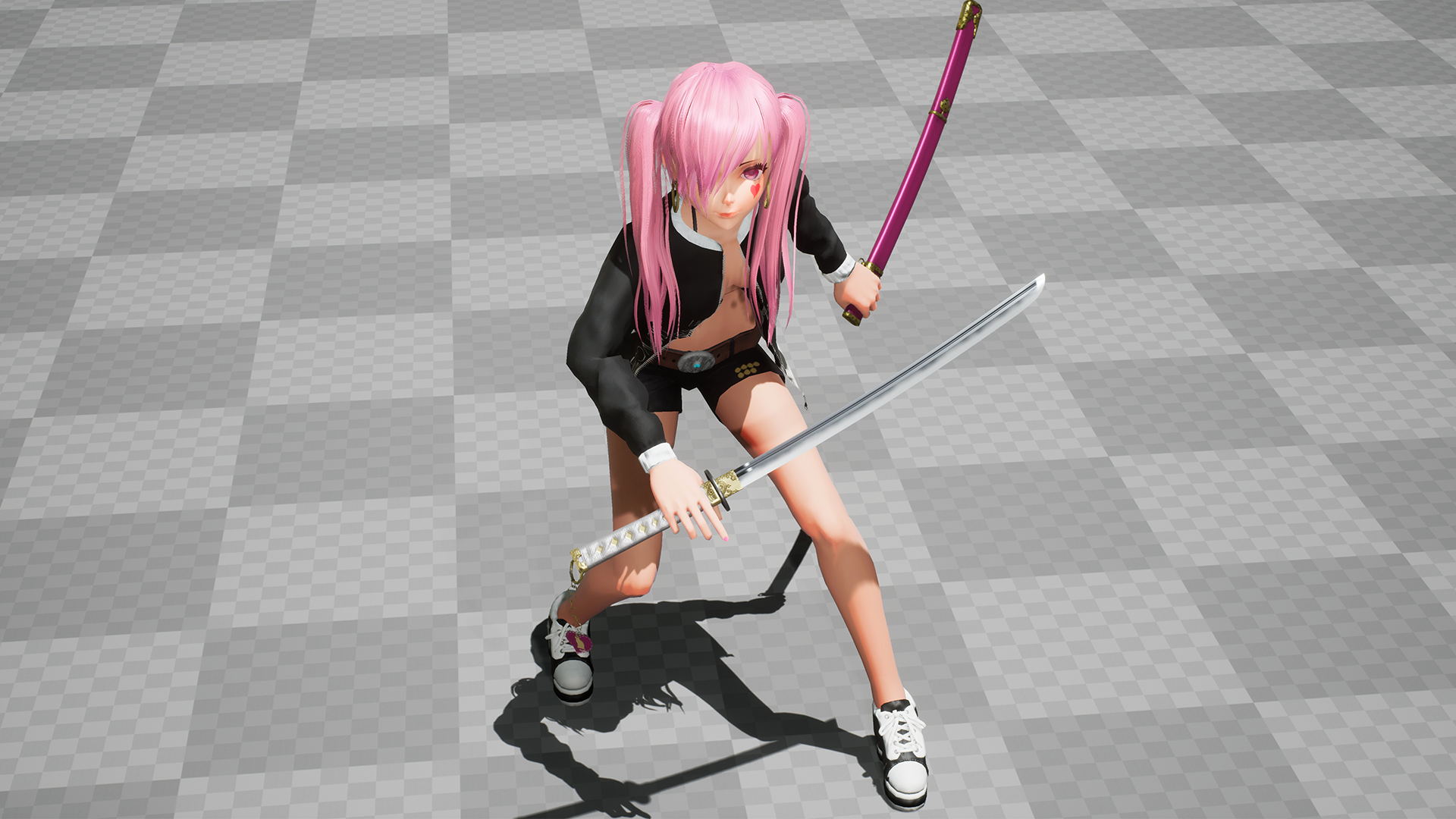 赛博朋克女孩角色含动画 虚幻4 UE4 PINK CYBER GIRL插图3