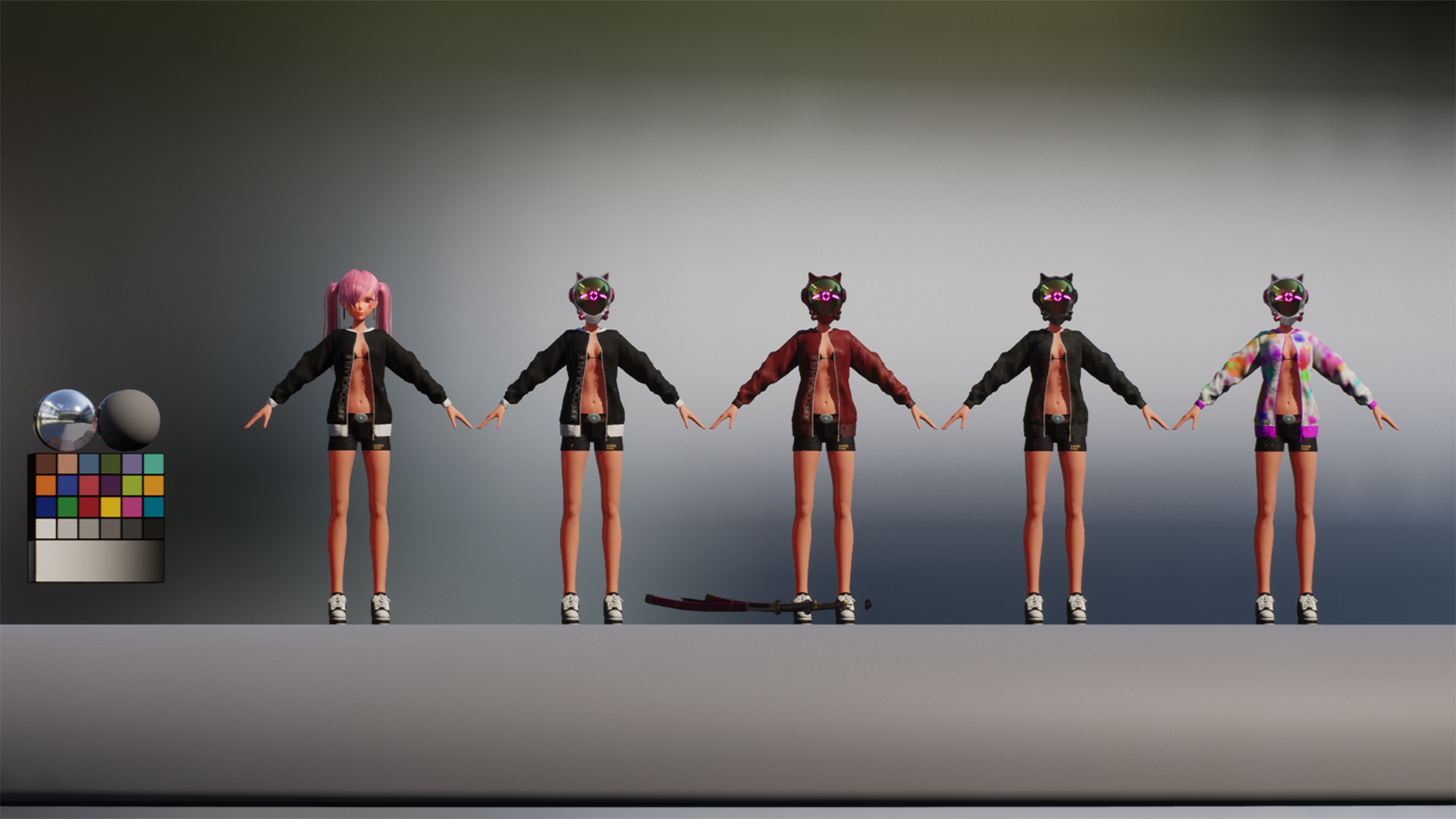 赛博朋克女孩角色含动画 虚幻4 UE4 PINK CYBER GIRL插图2