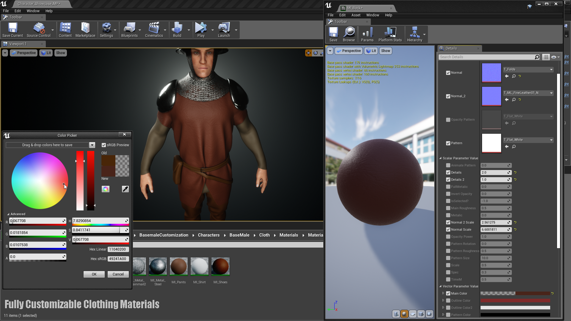 冒险 游戏 角色 换装 重定向 虚幻4 UE4 Base Male Customization插图3