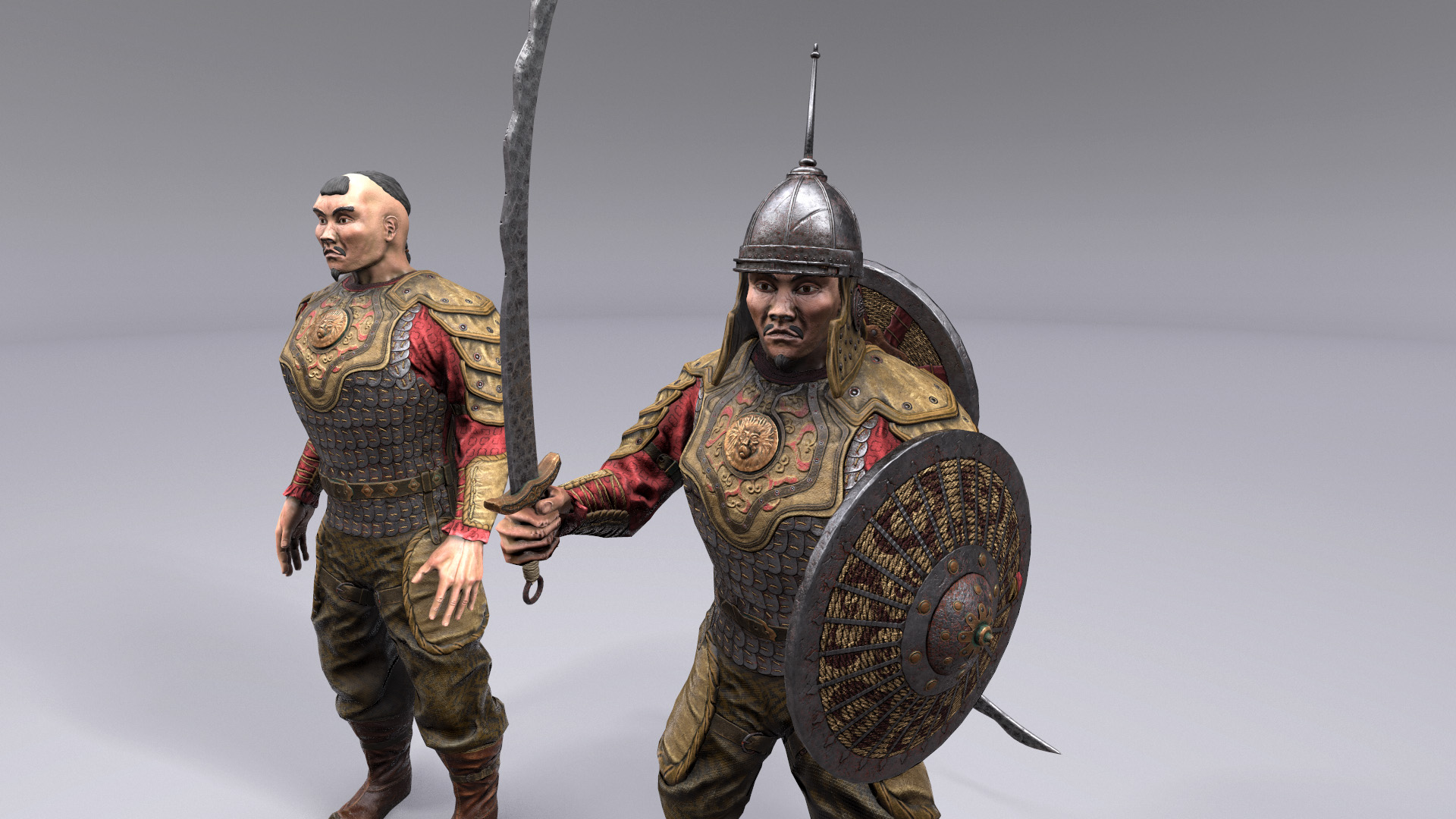 蒙古 士兵 游牧 战士 角色 盔甲 武器 重定向 虚幻4 UE4 Mongol