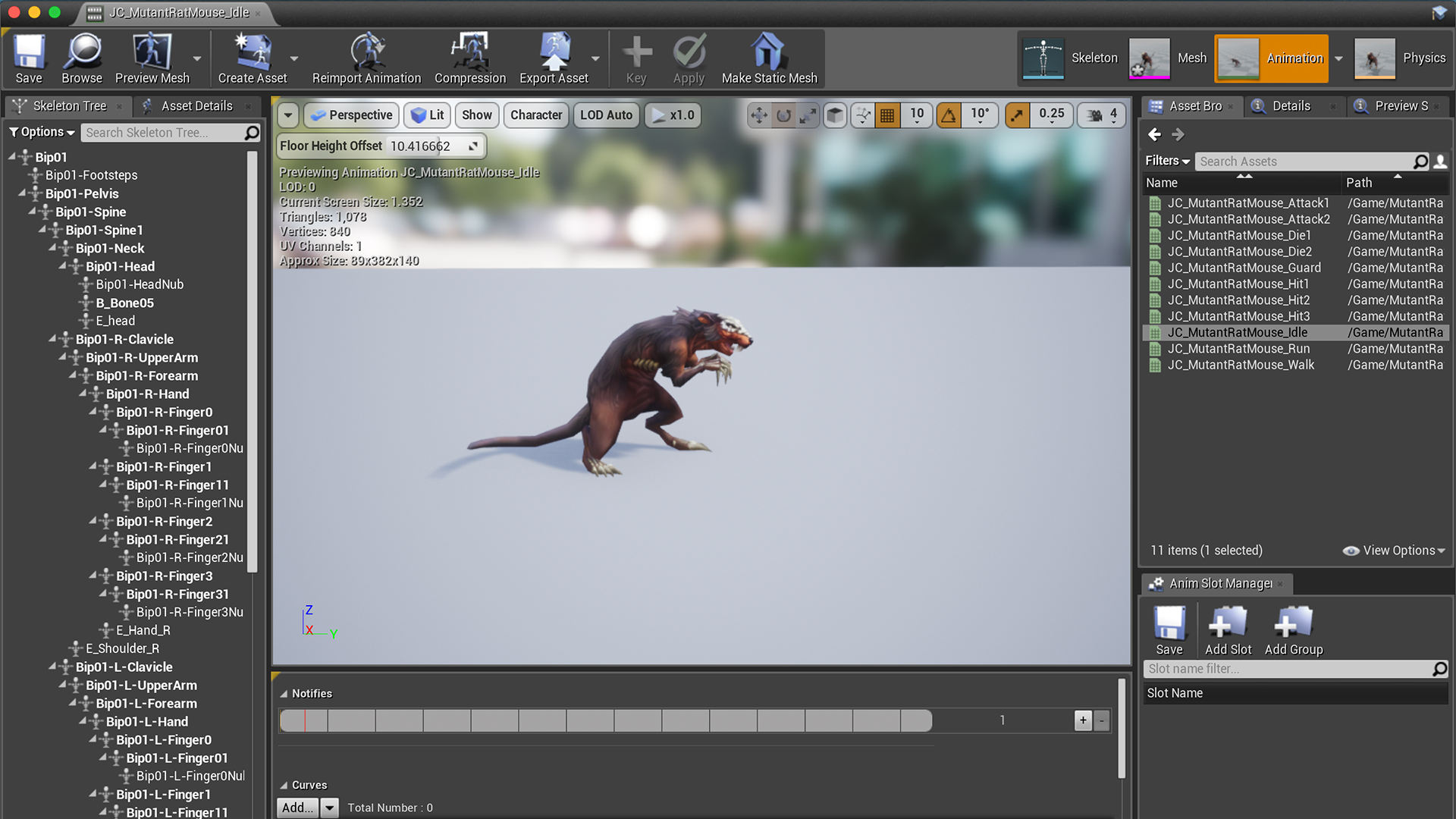 生化 变异 老鼠 僵尸 角色 动画 虚幻4 ue4 Mutant Rat Mouse插图1