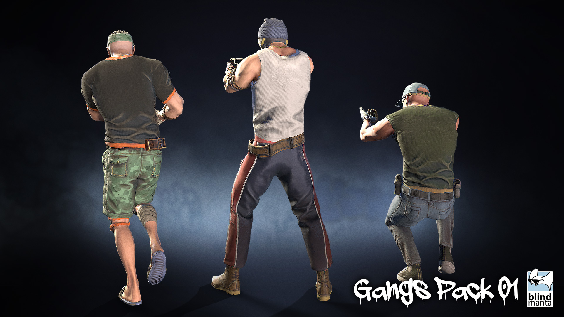 枪手 罪犯 土匪 角色 动画 重定向 虚幻4 UE4 Gangs Pack 01插图1