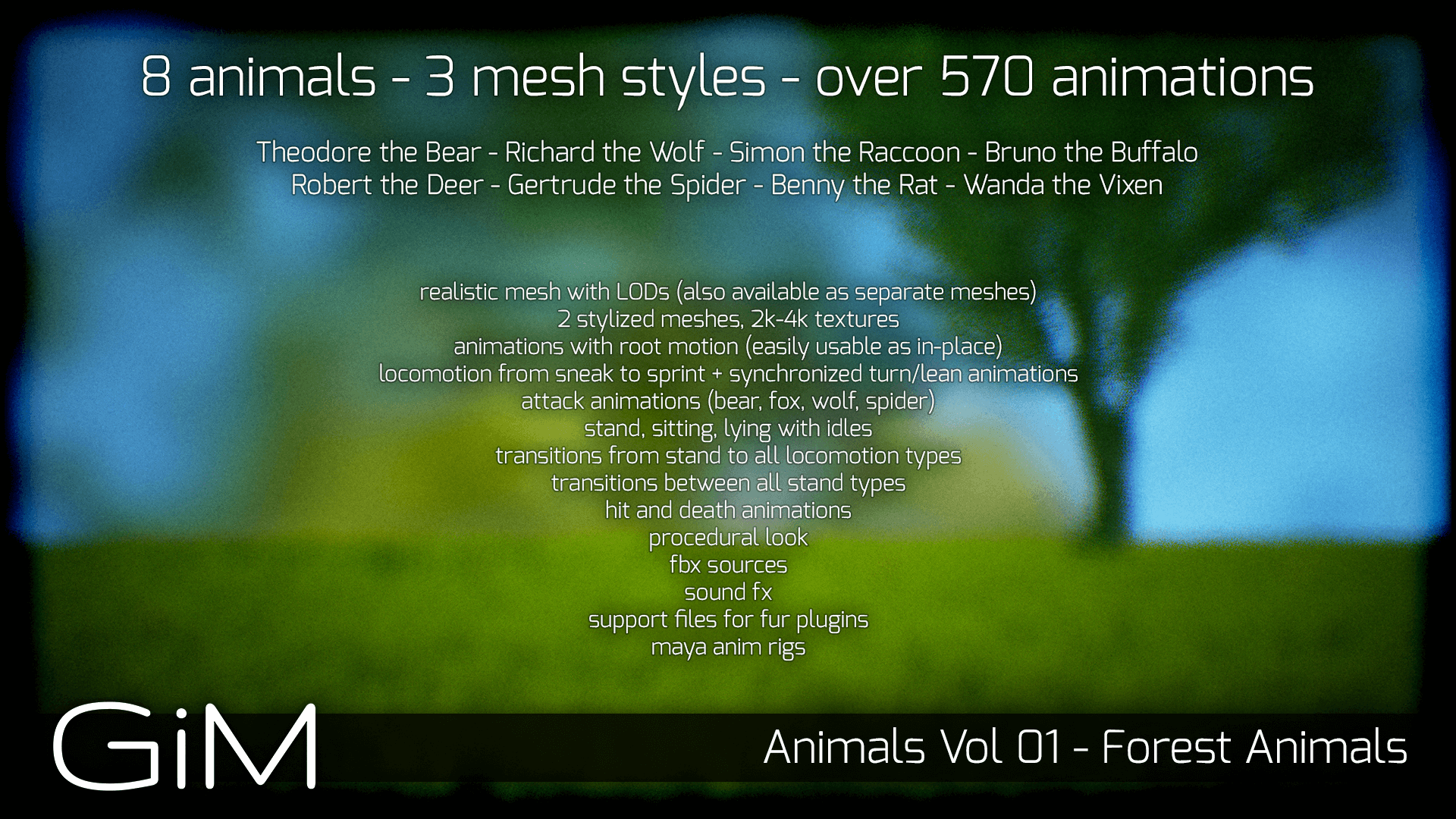 森林野生动物游戏角色合集570个动画 虚幻4 ue4 Animals Vol 01插图3