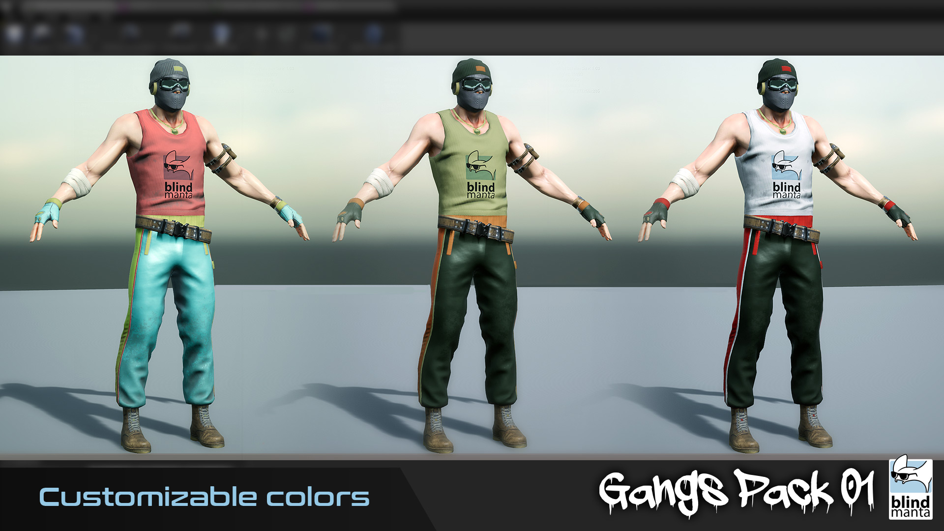 枪手 罪犯 土匪 角色 动画 重定向 虚幻4 UE4 Gangs Pack 01插图2