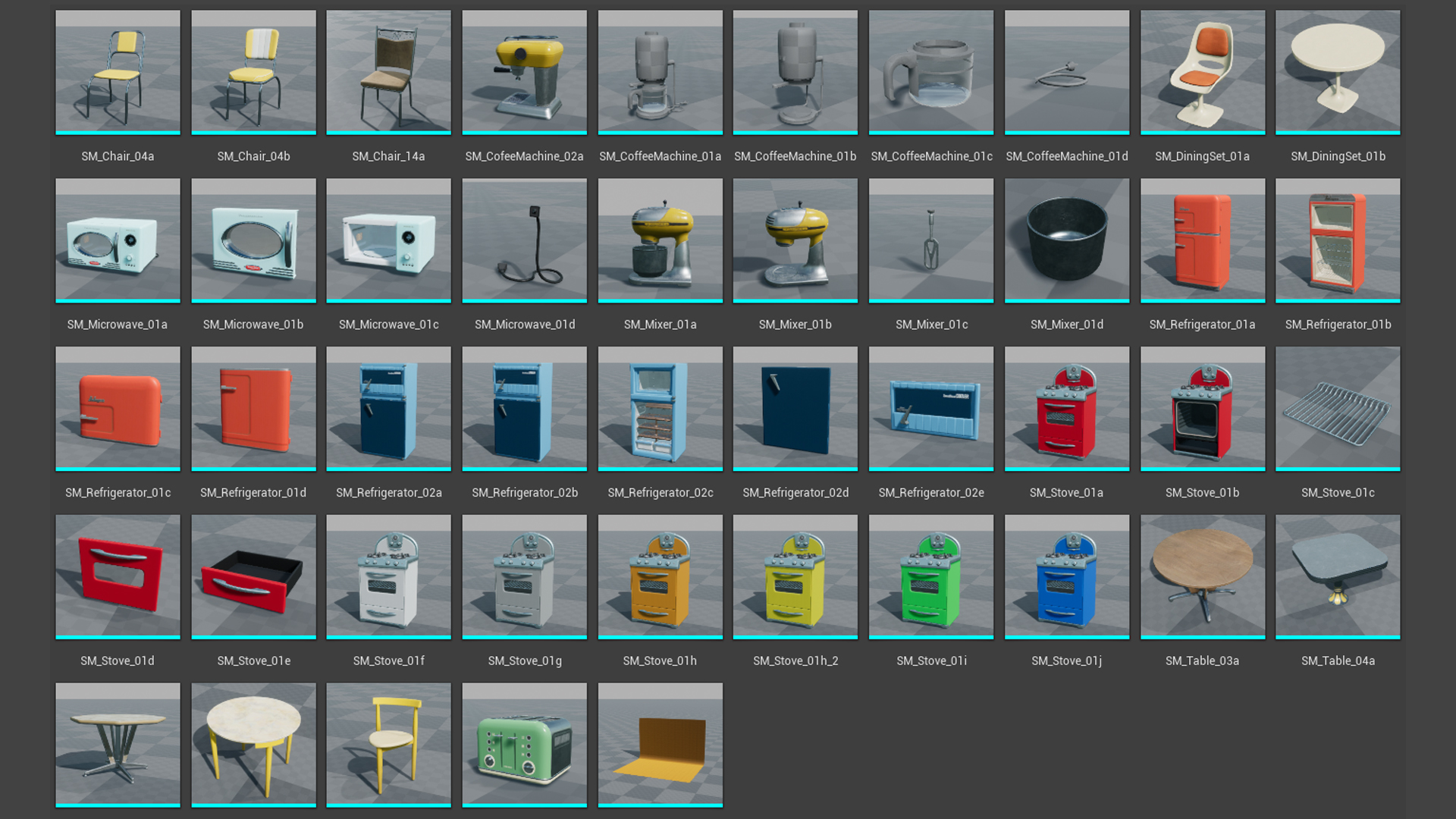 Century Mod Props VOL 3 虚幻4 UE4 中世纪 家具 冰箱 桌椅 素材插图3