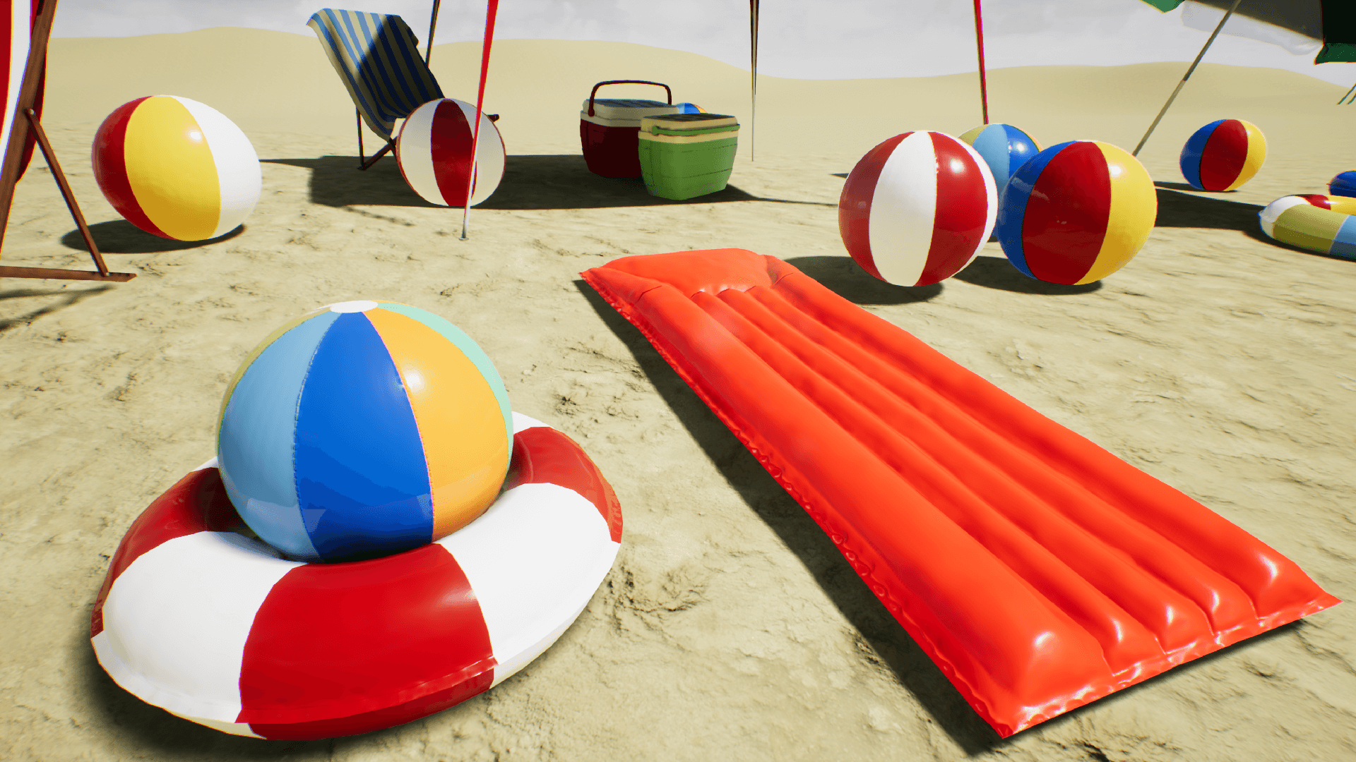 Beach Summer Pack 虚幻4 UE4 海滩 夏天 游泳圈 道具 素材包插图2