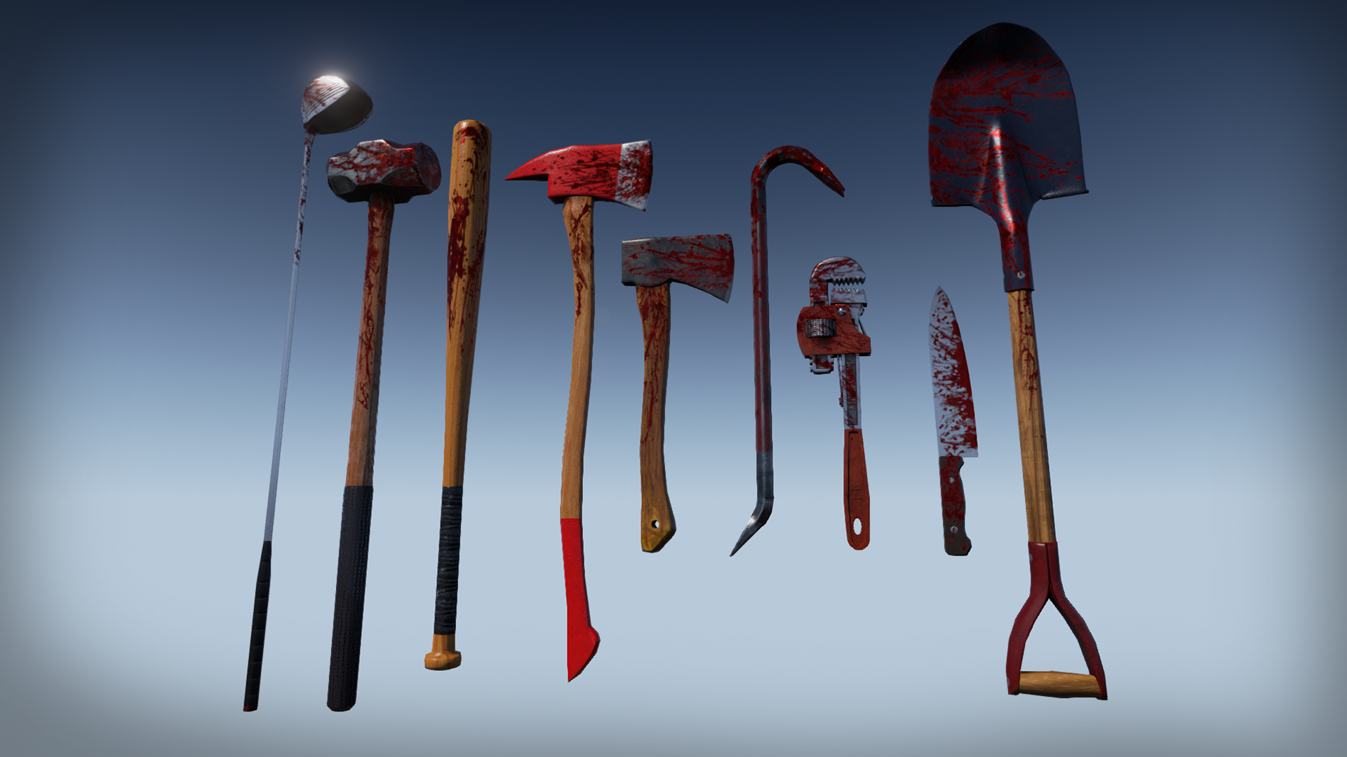 Zombie Melee Weapons 虚幻4 UE4 丧尸 沾血 生化 恐怖 武器 素材插图1