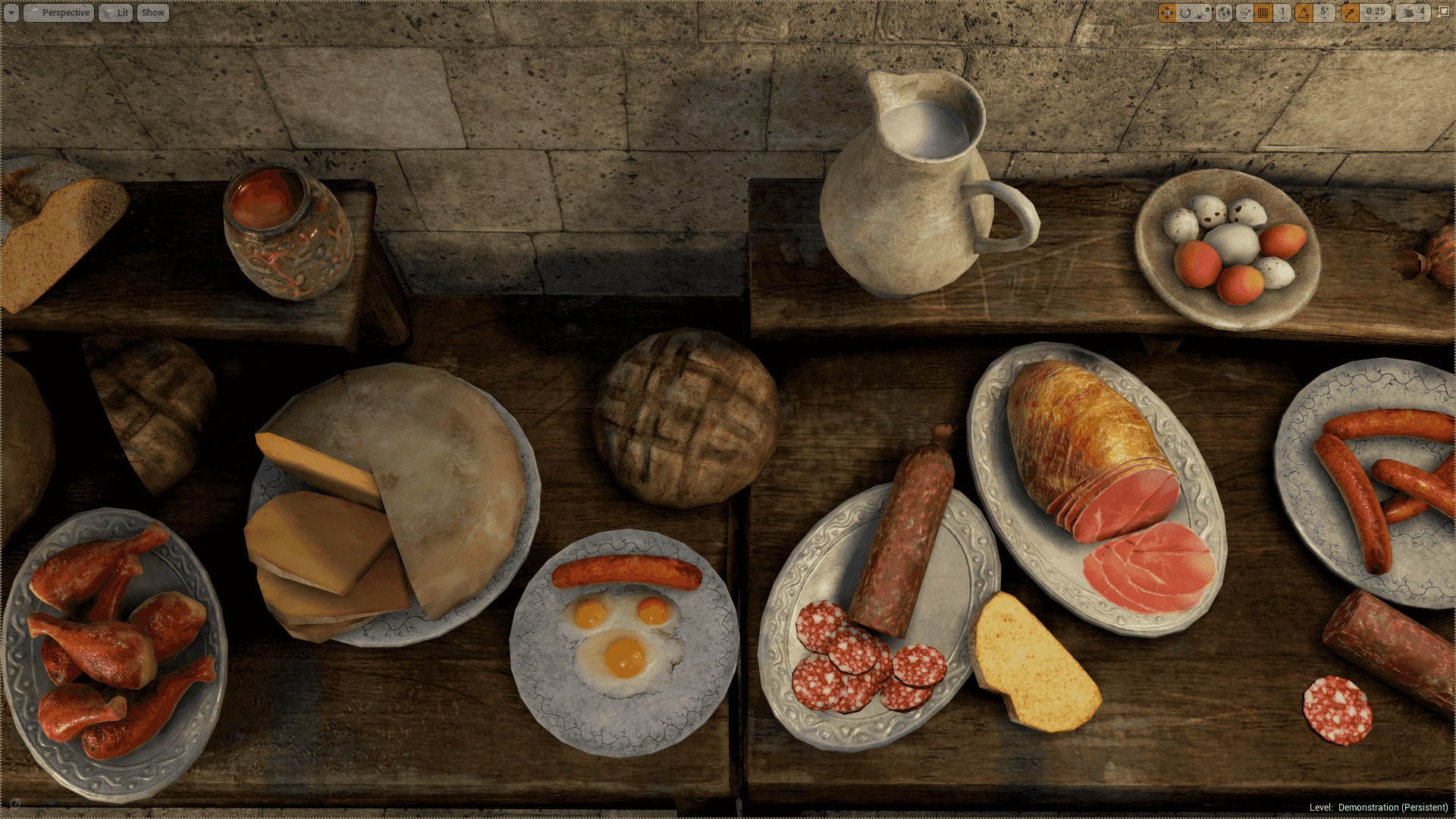 Good Food 虚幻4 UE4 中世纪 食物 餐具 素材包插图1