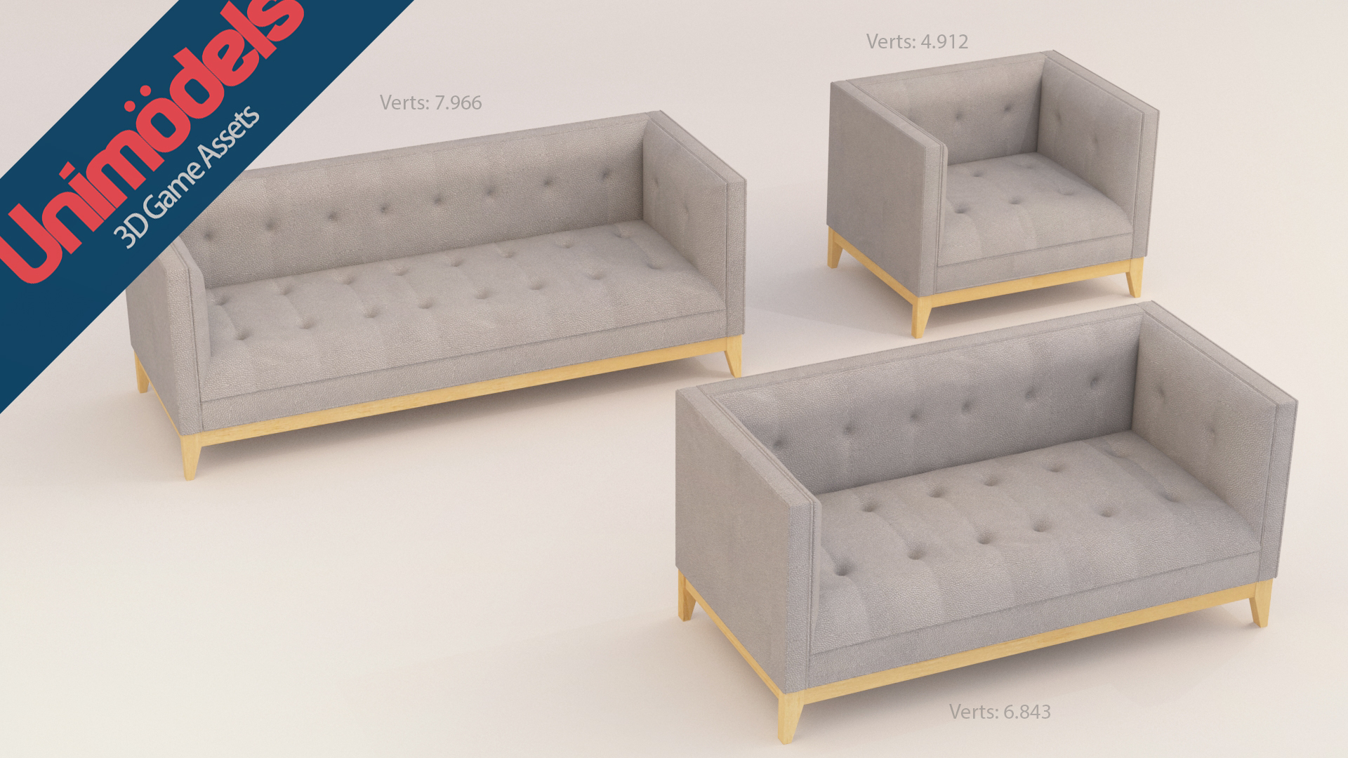 Sofas and Pillows Vol 3 虚幻4 UE4 写实 沙发 椅子 素材包插图2