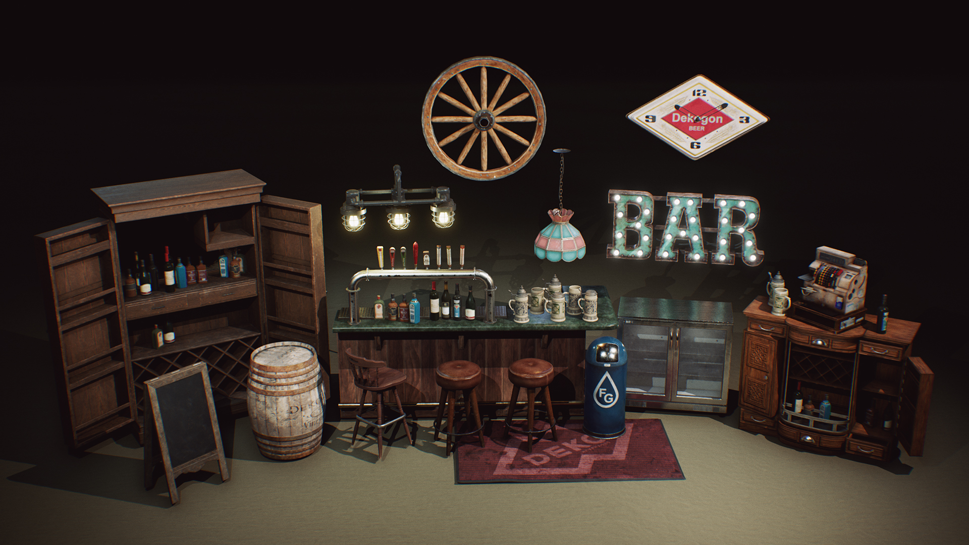 Restaurant and Dive Bar VOL 2 虚幻4 UE4 餐厅 酒吧 吧台 素材