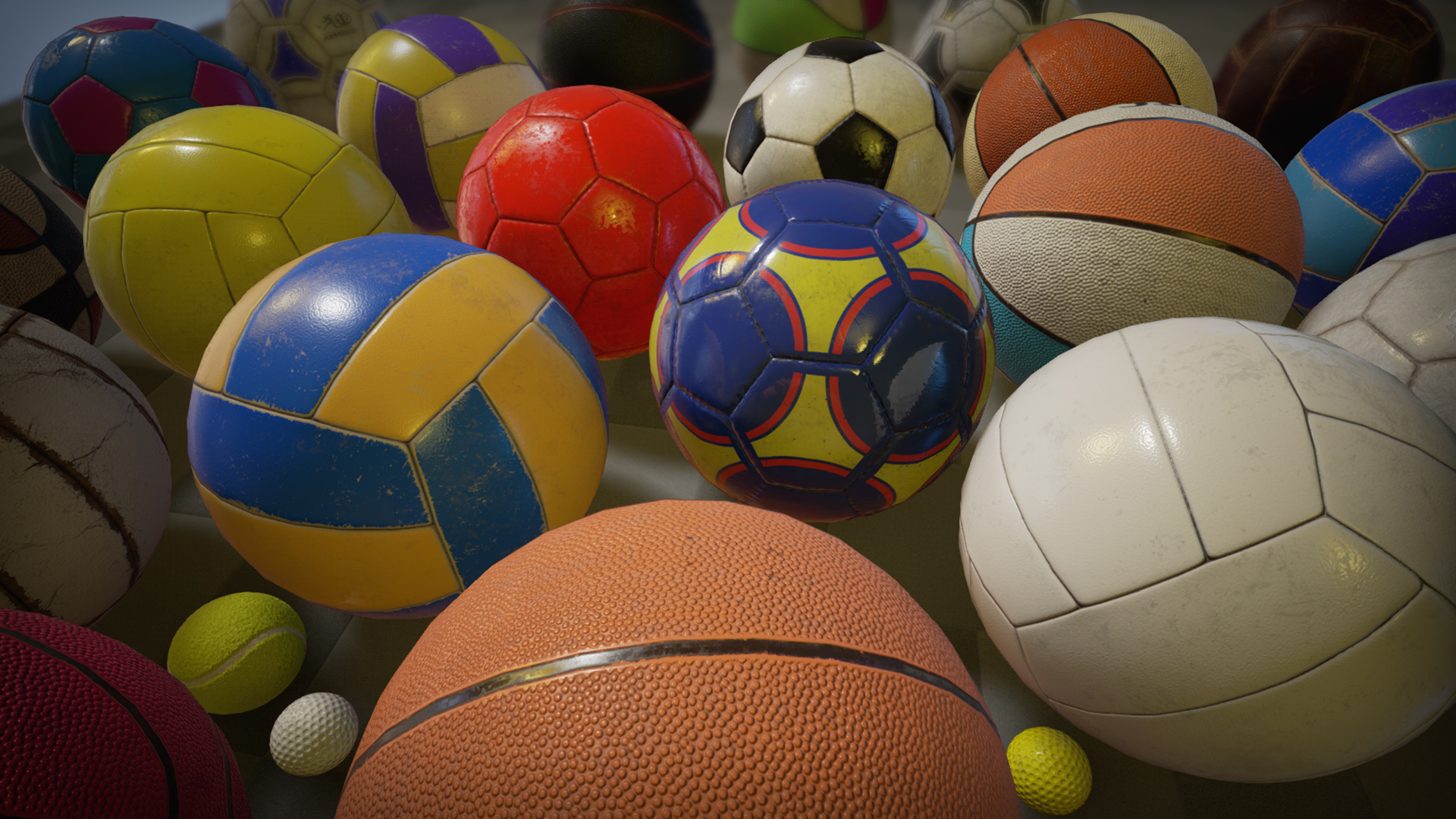 PBR Sport Balls Pack 虚幻4 UE4 篮球 排球 足球 球类 素材包插图1