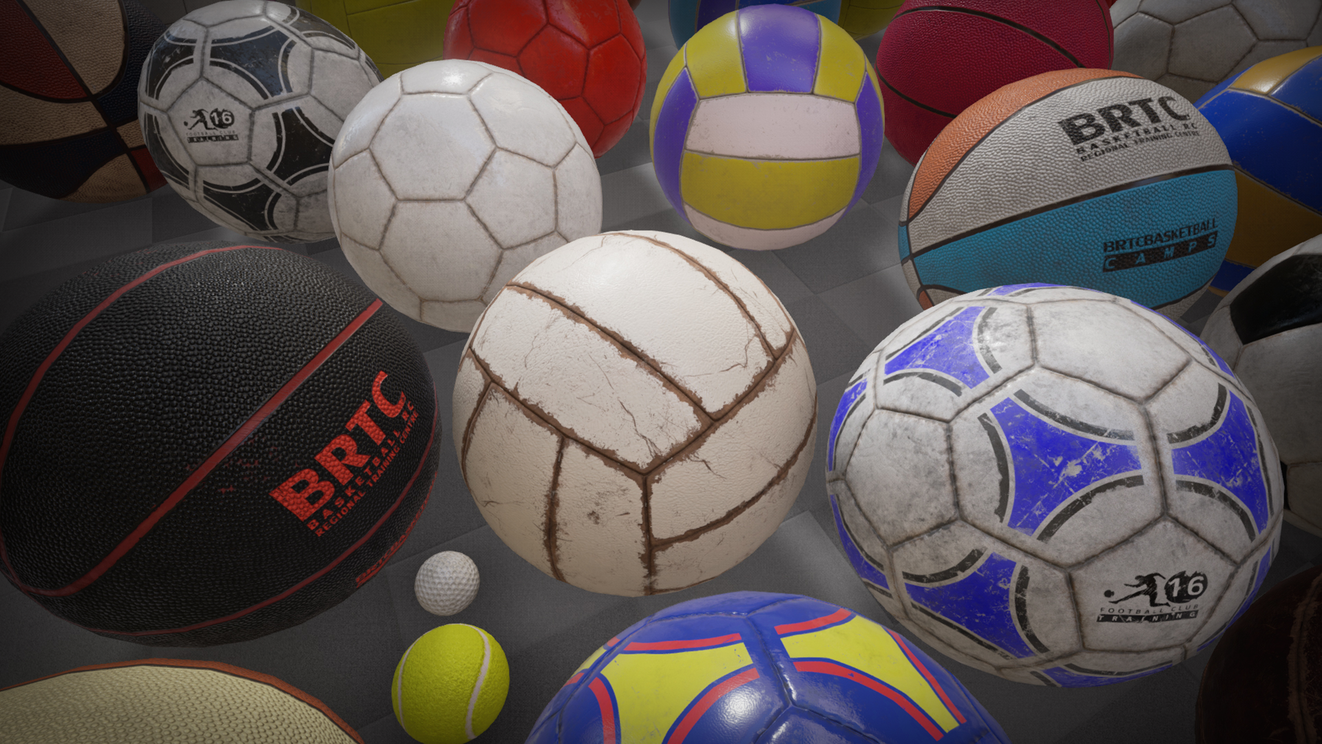 PBR Sport Balls Pack 虚幻4 UE4 篮球 排球 足球 球类 素材包插图3