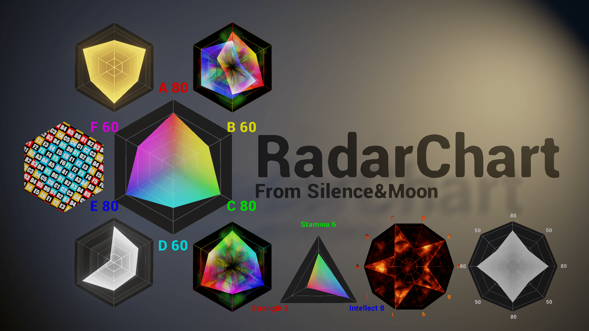 Radar Chart 虚幻4 UE4 雷达 状态 显示 UI 素材包