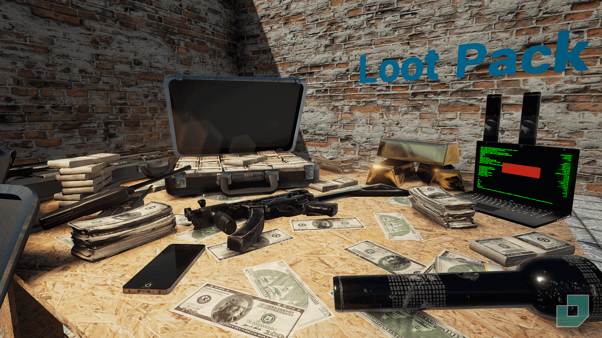 Loot Pack 虚幻4 UE4 战利品 金条 对讲机 枪支 手电筒 素材包插图3