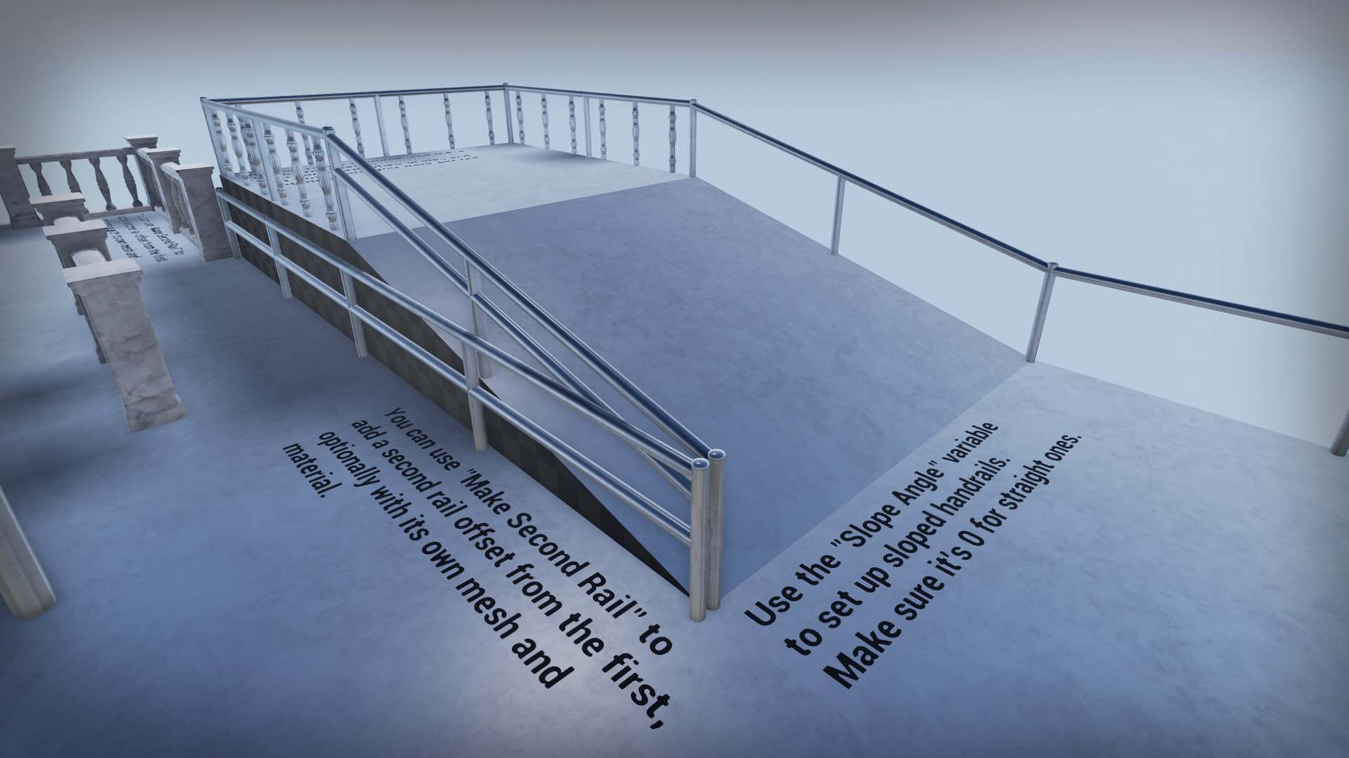 procedural handrails 虚幻4 UE4 程序化 扶手 栏杆 素材包插图2