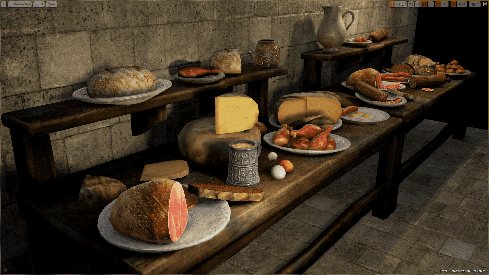 Good Food 虚幻4 UE4 中世纪 食物 餐具 素材包