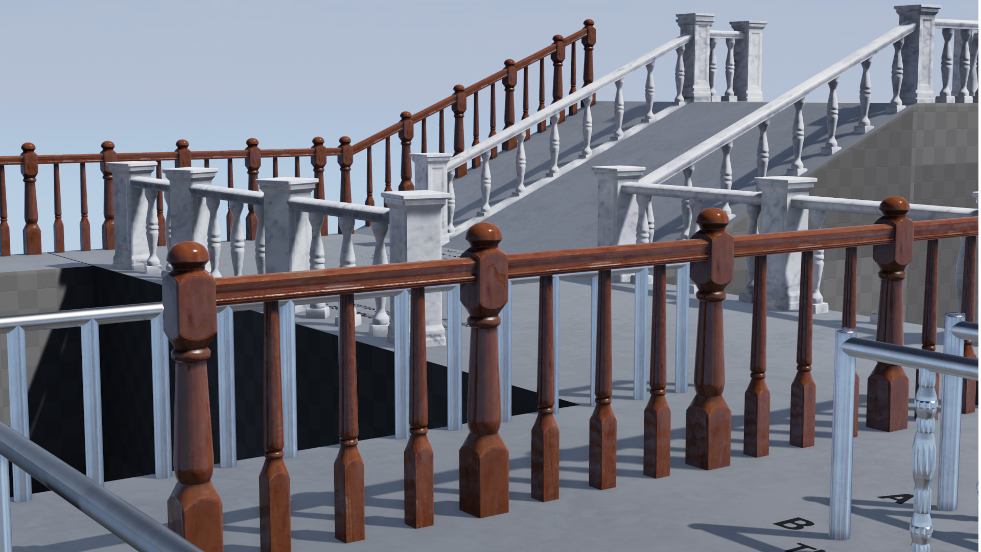 procedural handrails 虚幻4 UE4 程序化 扶手 栏杆 素材包插图1