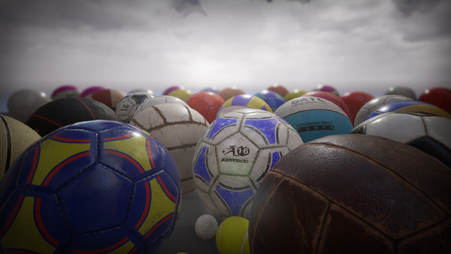 PBR Sport Balls Pack 虚幻4 UE4 篮球 排球 足球 球类 素材包