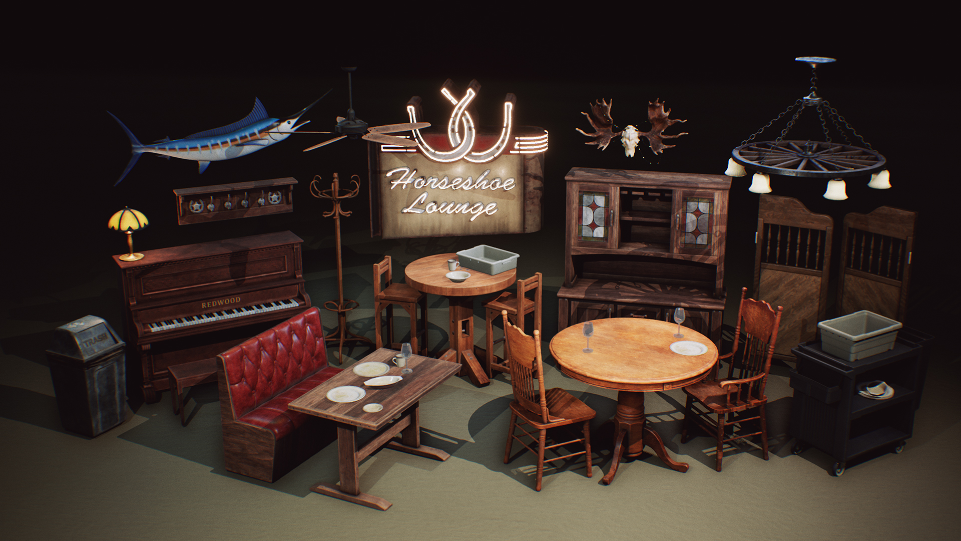 Restaurant and Dive Bar VOL 3 虚幻4 UE4 餐厅 酒吧 钢琴 素材