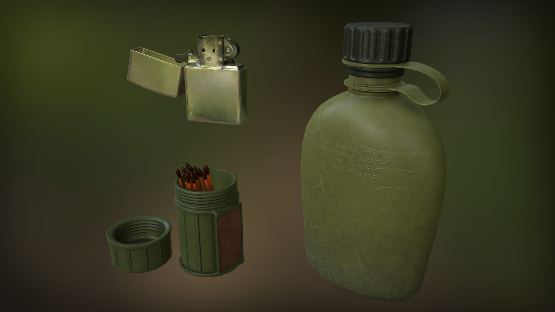 Survival Gear 虚幻4 UE4 野营 求生道具 素材包 帐篷 铲子 水壶插图2