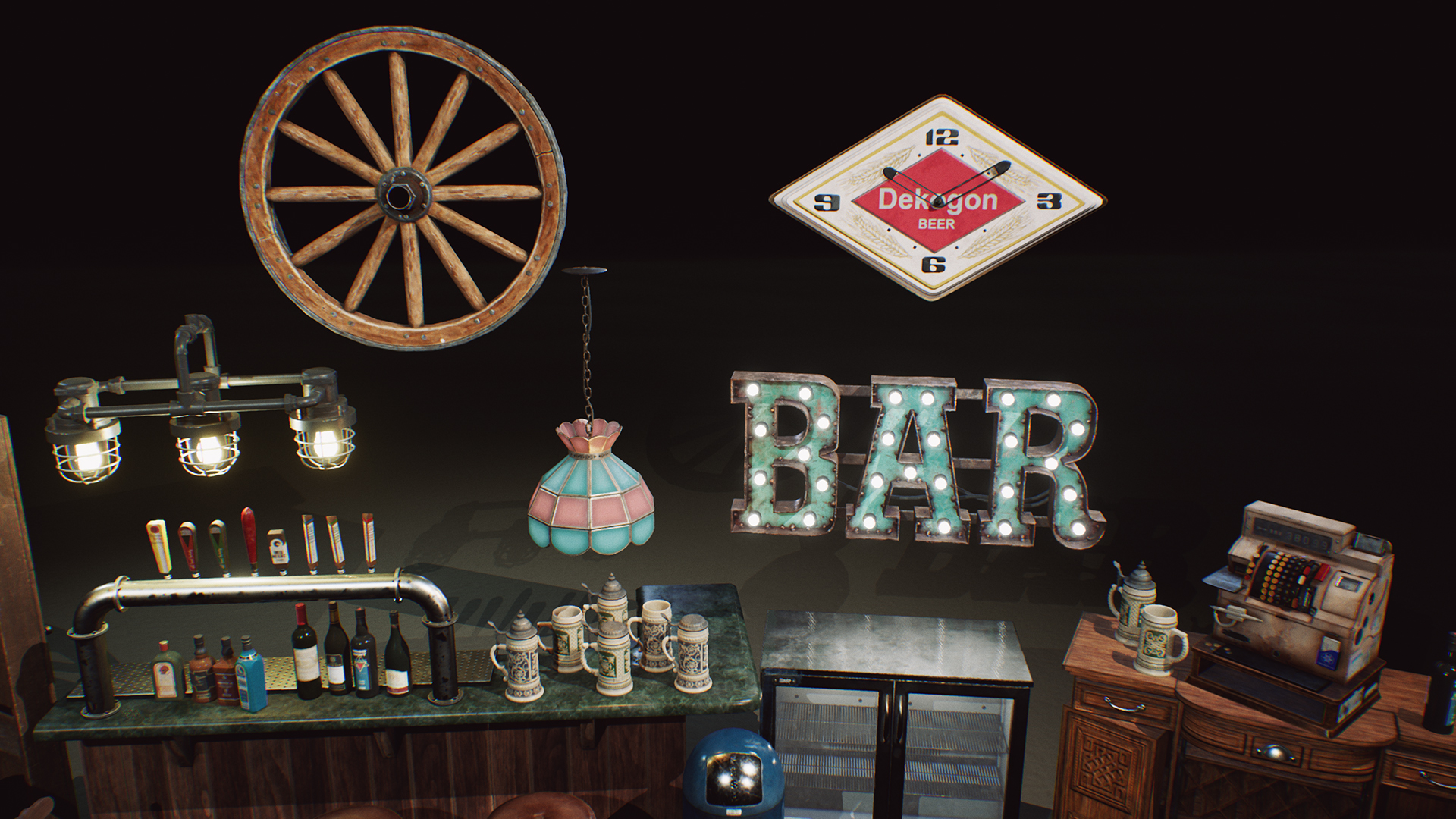 Restaurant and Dive Bar VOL 2 虚幻4 UE4 餐厅 酒吧 吧台 素材插图1