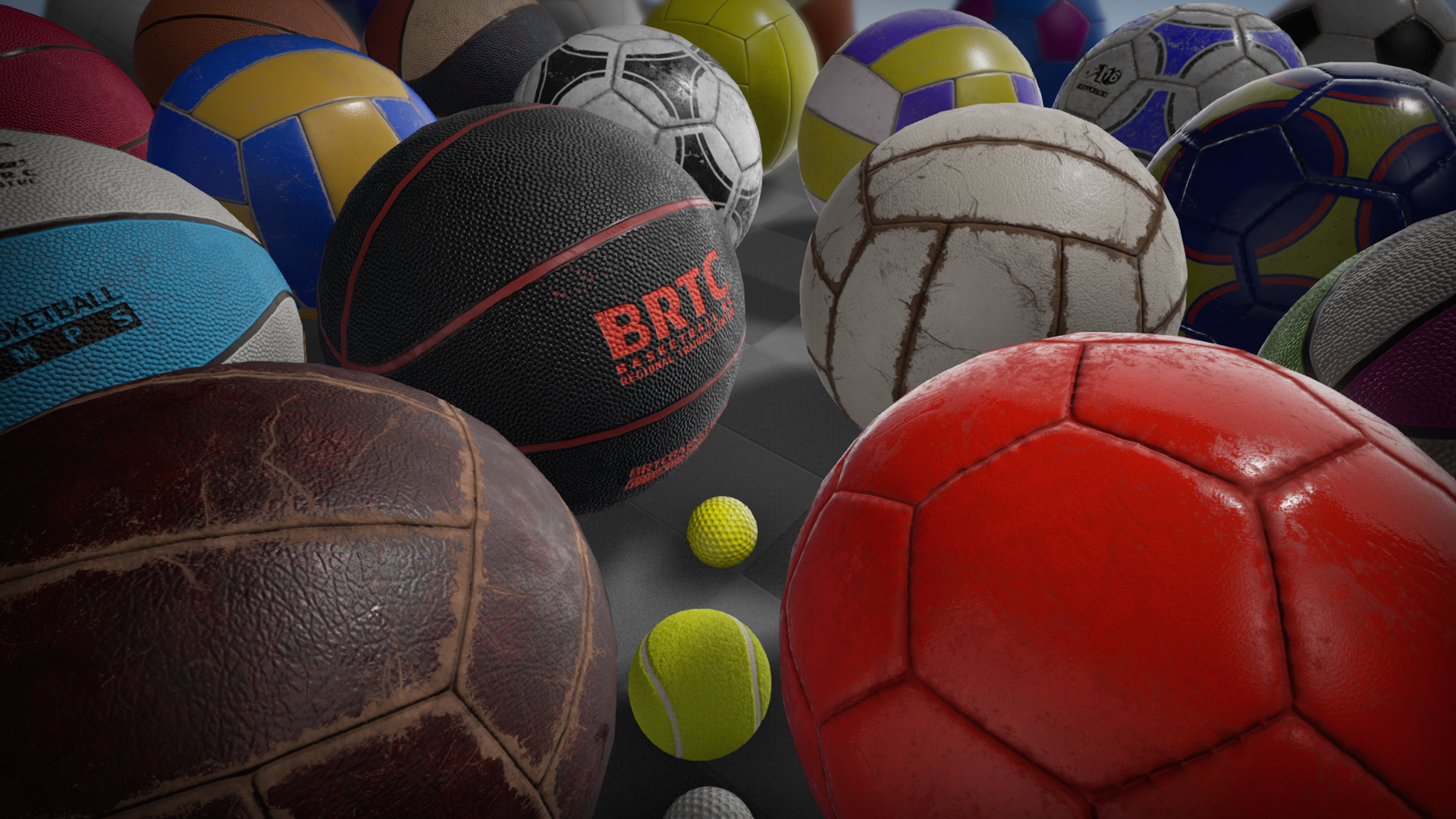 PBR Sport Balls Pack 虚幻4 UE4 篮球 排球 足球 球类 素材包插图2