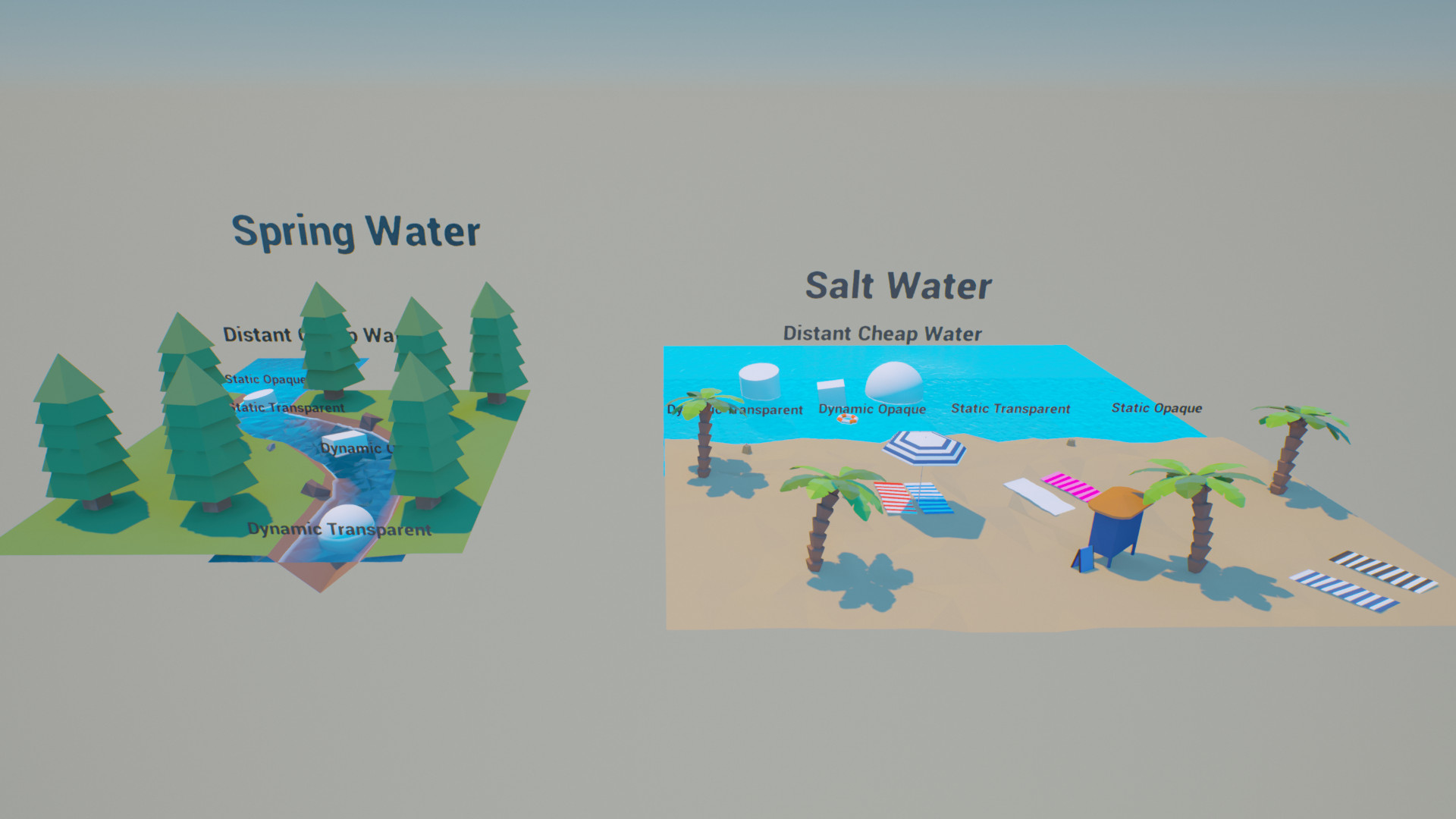 低模 卡通 可爱 水面 环境 道具 虚幻4 UE4 Low Poly Water插图2